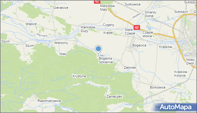 mapa Bogacka Szklarnia, Bogacka Szklarnia na mapie Targeo